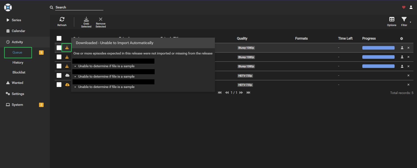 Failed Import Messages Example