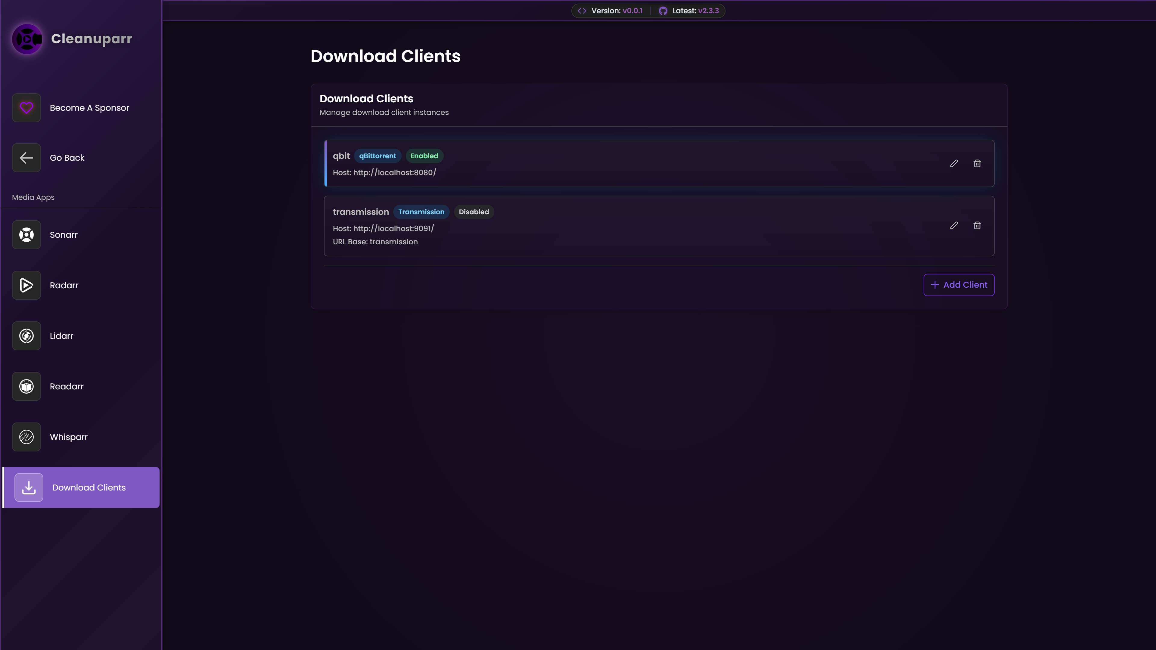 Download Clients Configuration