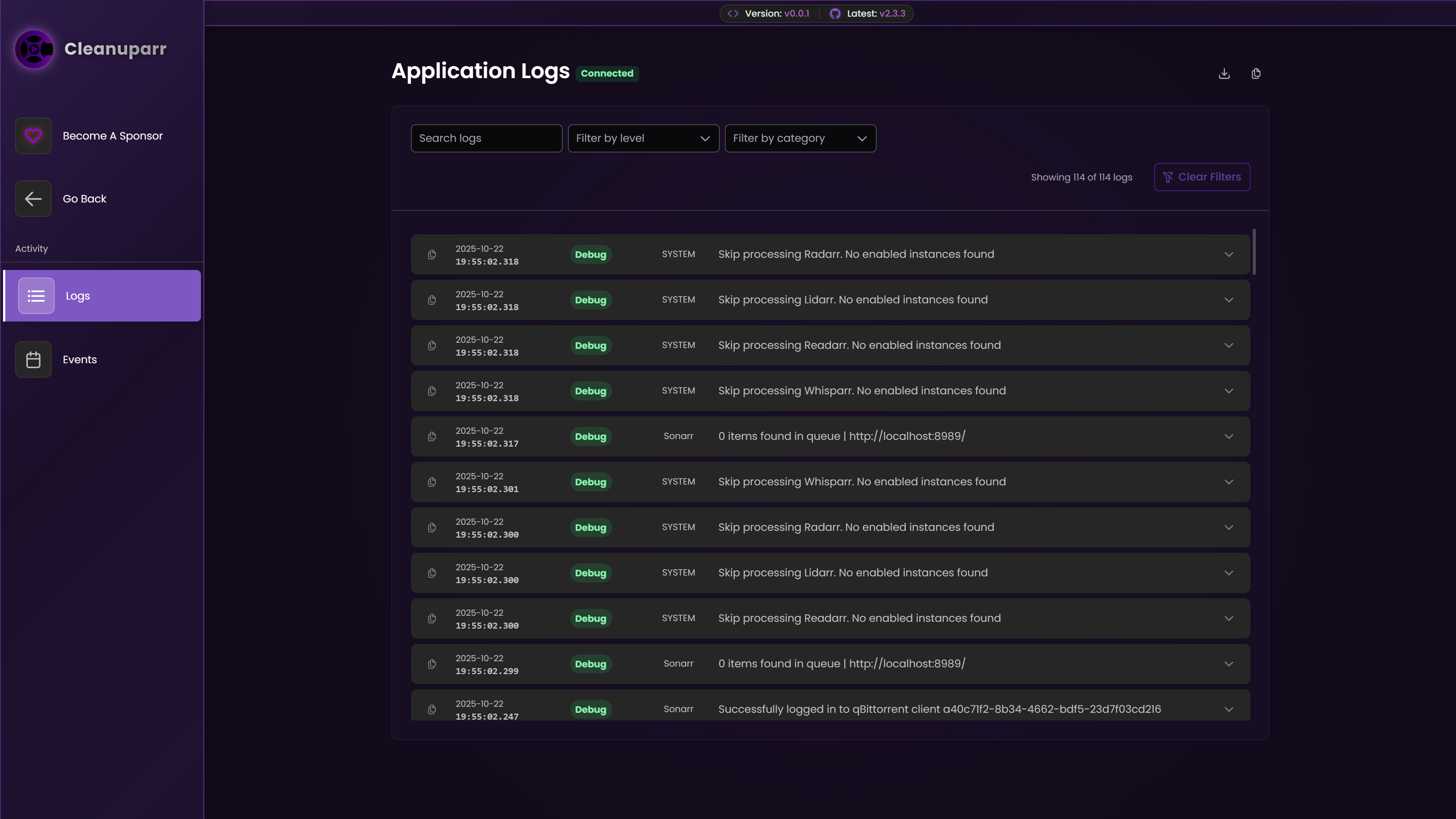 Application Logs