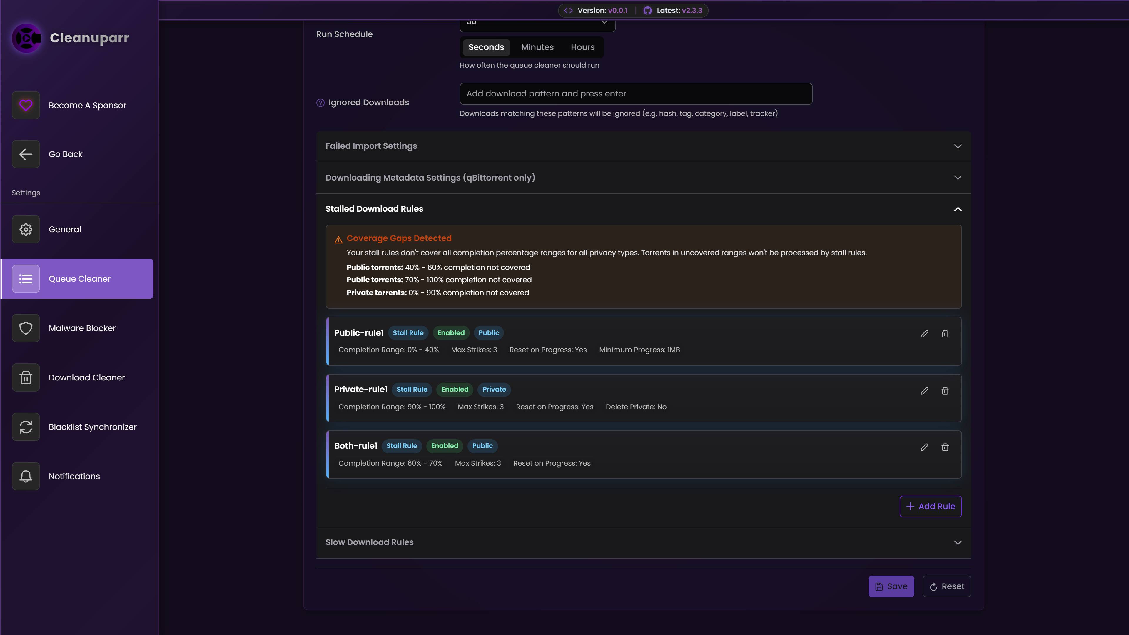 Queue Cleaner - Stall Rules
